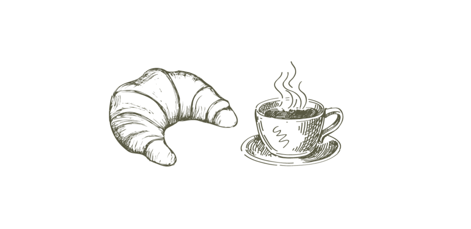 Zeichung Gebäck und Kaffeetasse