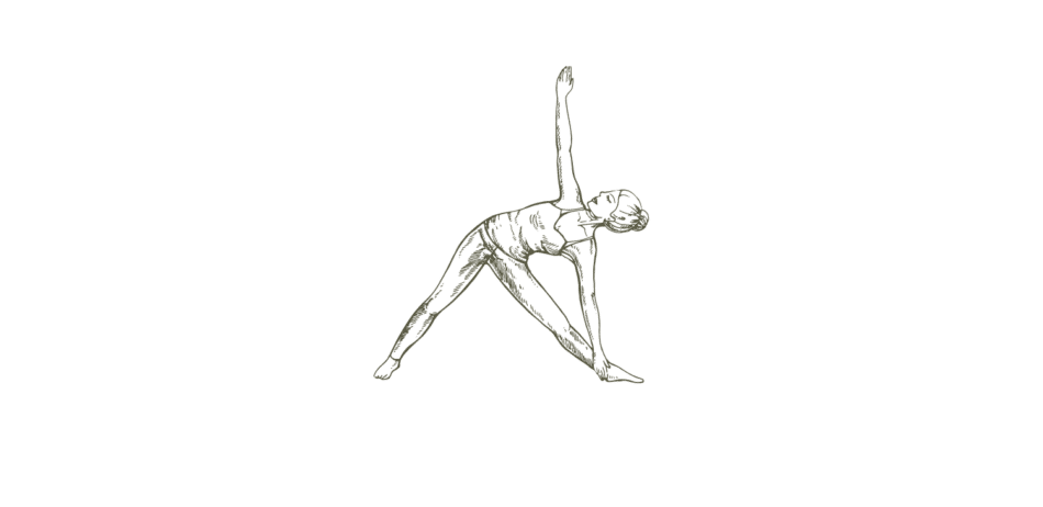 Illustration eines Skeletts, das eine Yoga-Pose ausführt, auf schwarzem Hintergrund.
