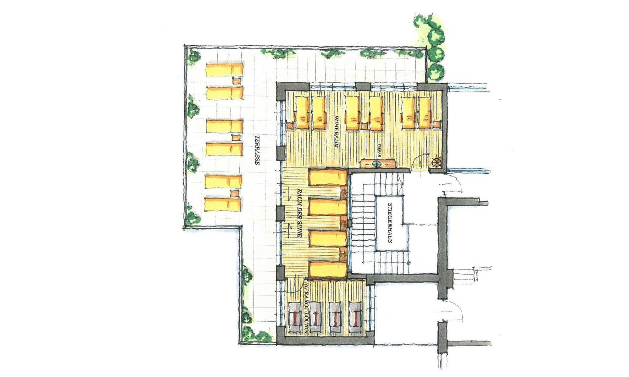 Übersichtsplan Ruhebereiche im Wellnesshotel Alpbacherhof in Tirol