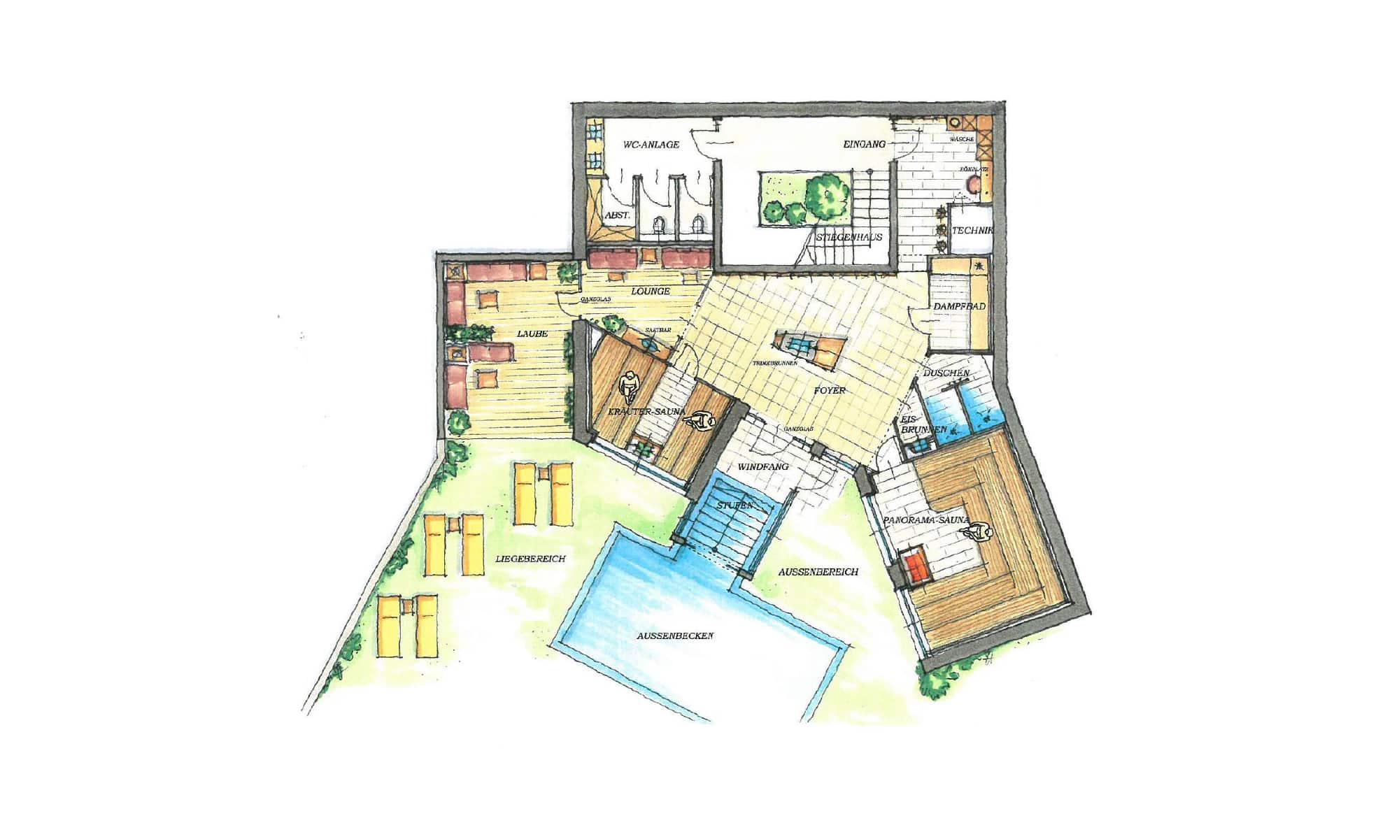 Übersichtsplan Wellnessbereich Adults Only Bereich im Wellnesshotel Alpbacherhof in Tirol
